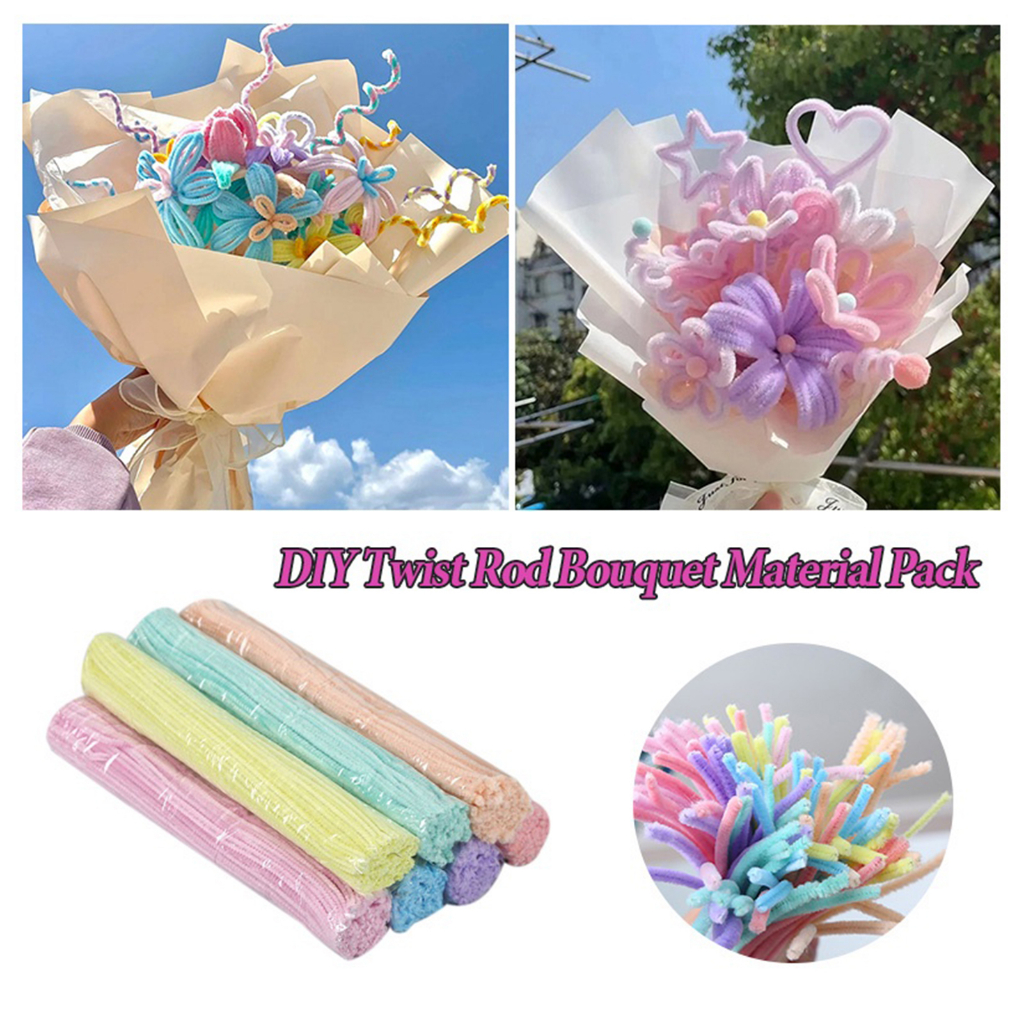 WWP 100PcsKawat Bulu Pastel Ecer/Pipe Cleaner Pastel