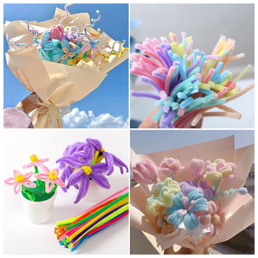 WWP 100PcsKawat Bulu Pastel Ecer/Pipe Cleaner Pastel