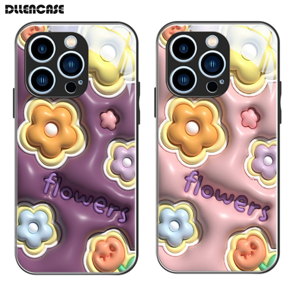 Dllencase Untuk iPhone 14 Pro Max14 Plus 13 12 11 Bahan Kaca Tempered Case Casing Cover Pelindung Kamera D078 D079