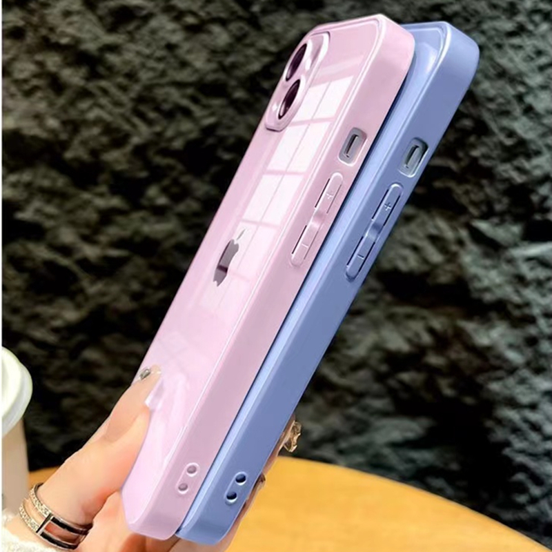 Casing Kaca Tempered Cair Mewah 9D iPhone 14pro Max 13pro Max 12pro Max 11pro Max Perbatasan Silikon Perlindungan Lensa Lapisan Tahan Guncangan Casing Keras