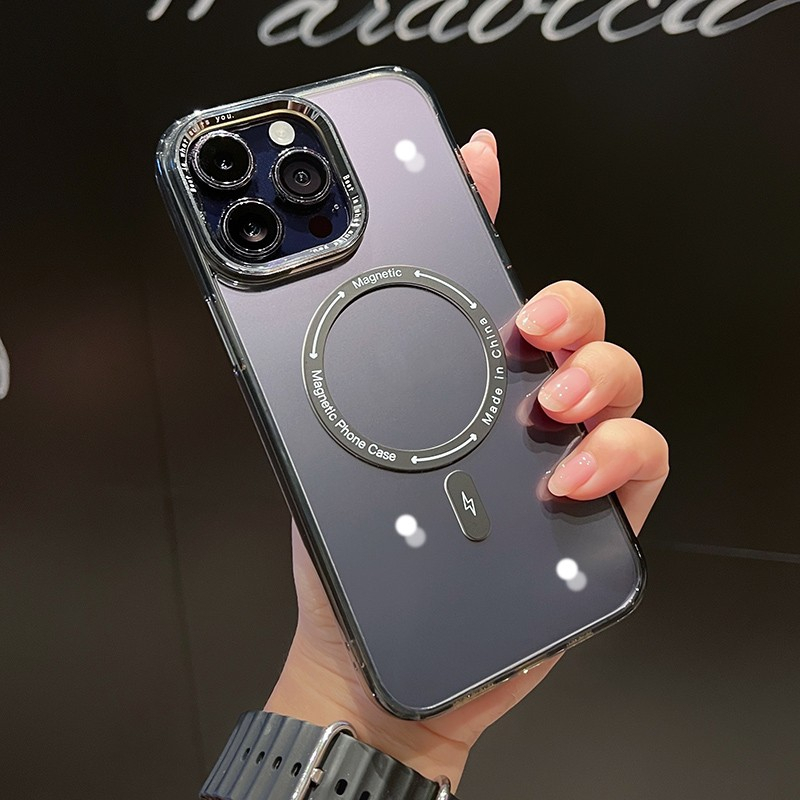 Iphone 14 pro max 13 pro max 12 pro max case iPhone 11 12 13 14 case Es Kristal metal Casing Ponsel Magnetik Akrilik Bening shockproof cover