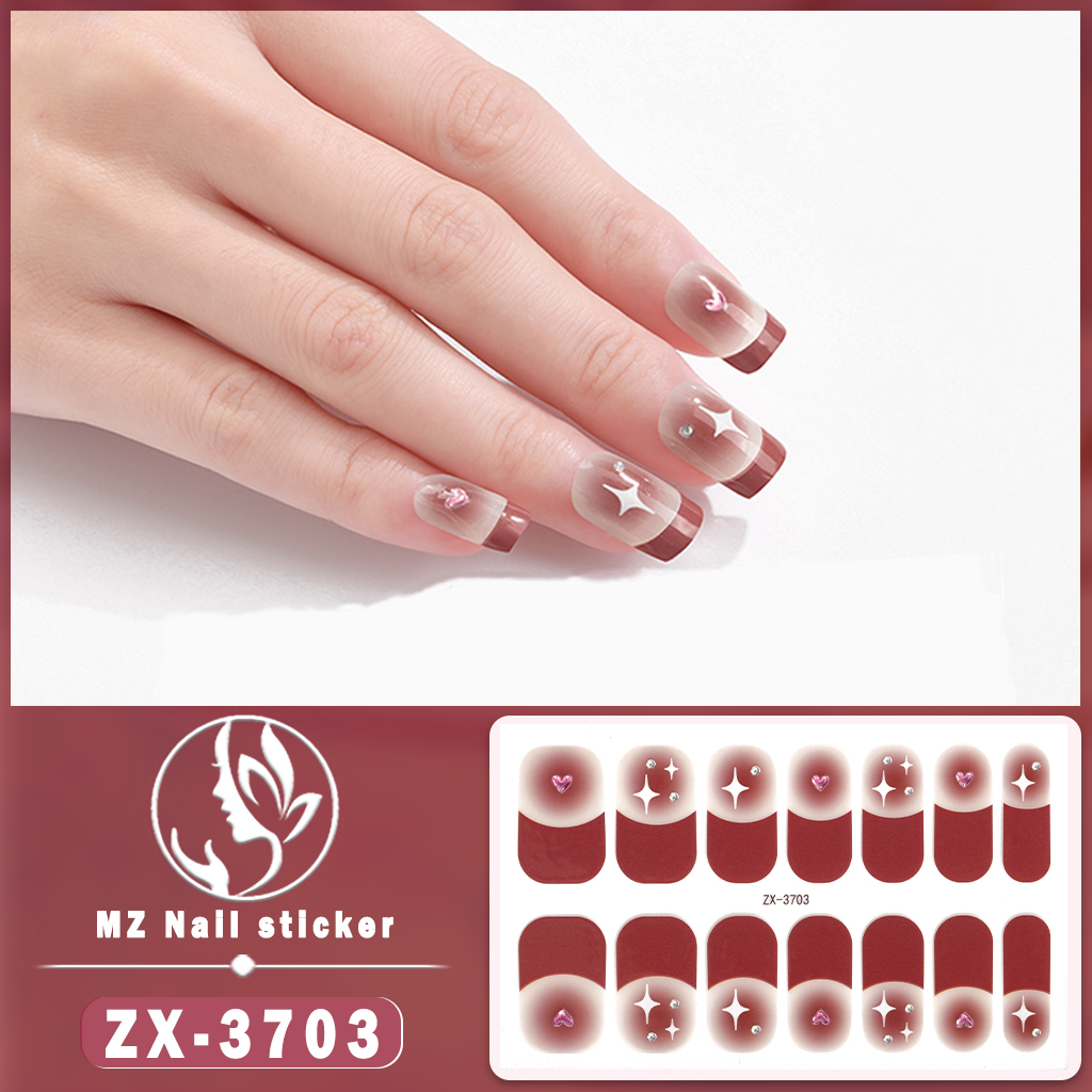 3d Vision Finger Nail Sticker Gaya Pesta Nail Art Berlian Mutiara Permata Warna-Warni Laser Gradien DIY Stiker Kuku