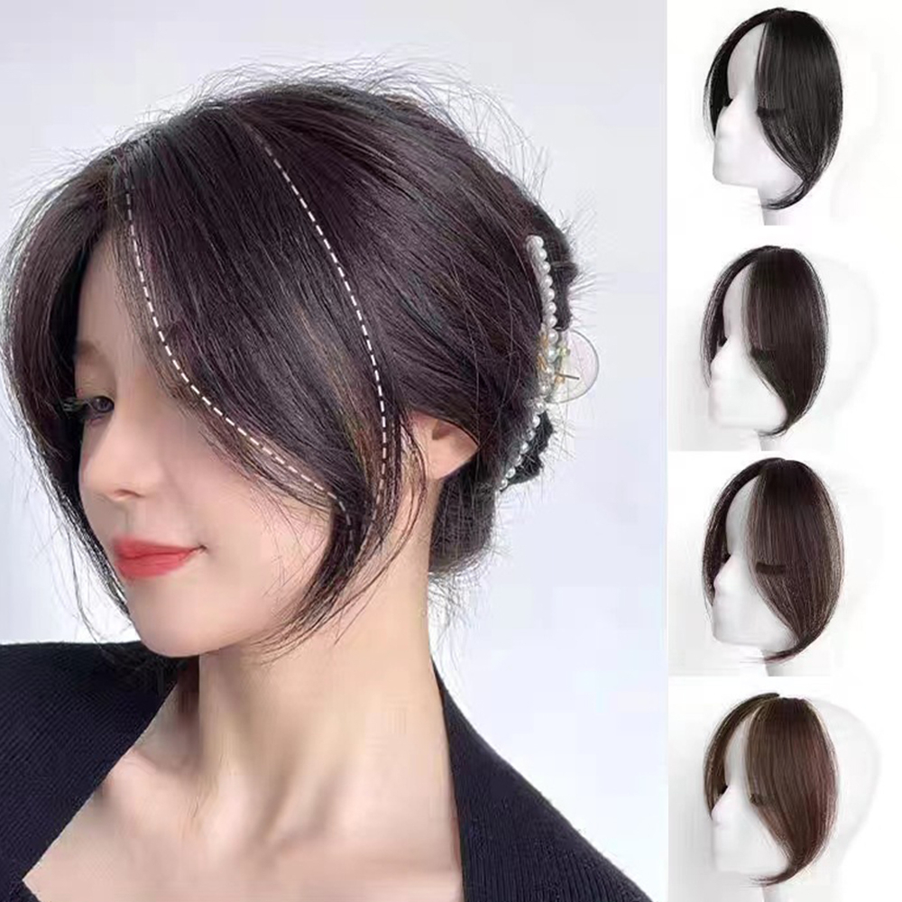 [COD Tangding] Air Bangs Wig Potongan Perempuan Mini Sideburns Bang Clip Invisible Sopak Rambut Ekstensi