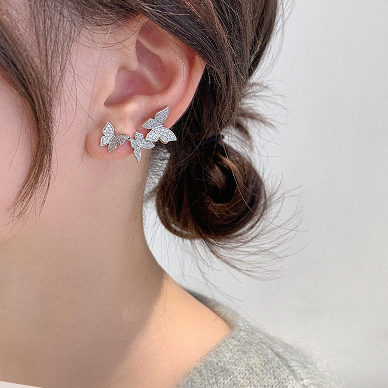 Anting Bunga Sakura Gadis Bunga Shell Stud Zirkon Jumbai Hadiah Ulang Tahun Versi Korea Fashion