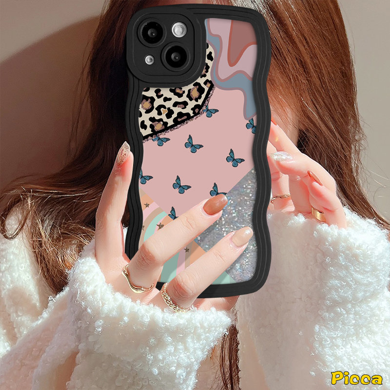 Casing Retro Kupu Hitam Oppo A16 A57 A54S A78 A58 A15 A54 A95 A77s A16s A16K A74 A96 A12 A3s A5 A9 A5s A12E A7 A55 A16E Reno 8T 58 7 6 A76 F9 A53 A15s A1K A52 Wavy Sarung Tepi