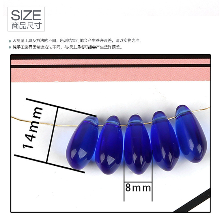 5pcs 8 * 14mm Droplets Warna-Warni Menawan Ceko Manik-Manik Kaca Liontin DIY Handmade Bahan Anting Kalung Gelang Perhiasan Aksesoris