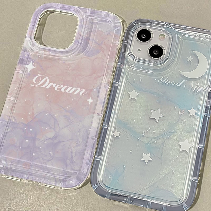 Couple Case Untuk Realme C15 C55 C30 7i C17 C30S C35 C33 C25 C21Y C12 C11 2020 C25Y C25s C3 C11 2021 5 6i 5i 5s C20 C20A Fantasi Langit Berbintang Gradien Bintang Bulan Airbag Lembut TPU Cover