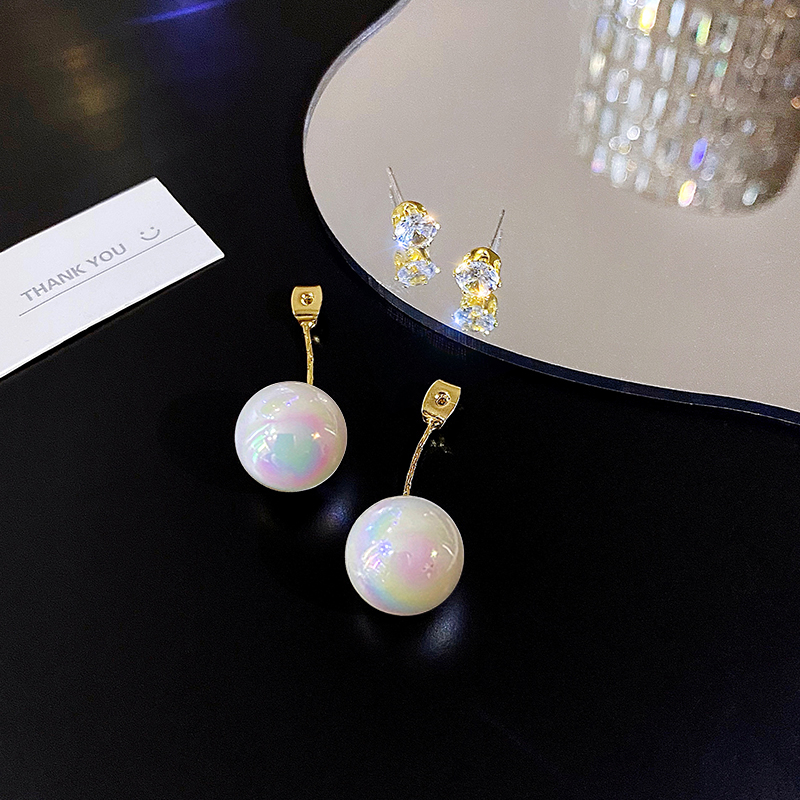 Anting Berlian sparkle Mutiara Berwarna Elegan Untuk Wanita Aksesoris Telinga Korea