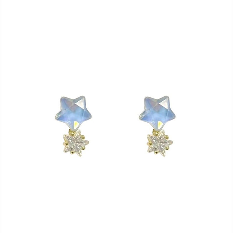 Anting Wanita Bintang Bulan Biru Versi Korea Fashion Produsen Stud Kecantikan Tinggi Harga Grosir