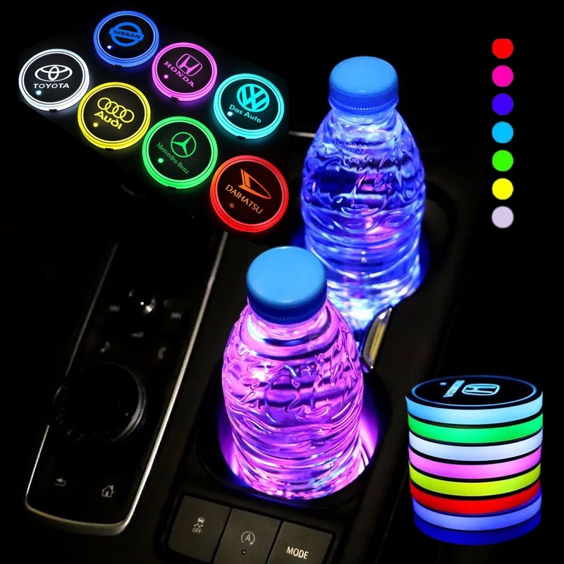 1pcs Mobil Bercahaya Cangkir Air slot pad Mobil Lampu Hias LED ambient Cahaya Warna-Warni interior Sensor Cahaya Nirkabel anti-Selip pad light