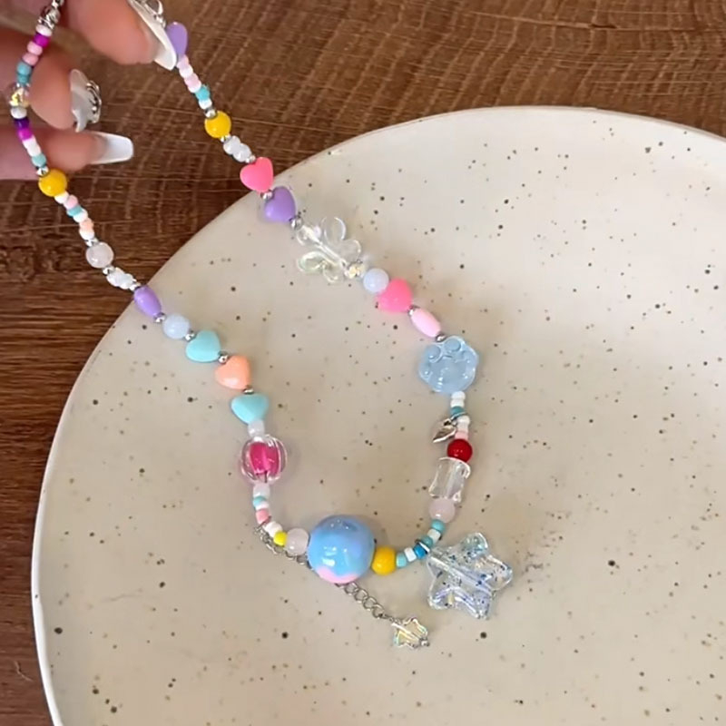 Kalung Cinta Bintang Permen Pelangi Perempuan Dopamin Musim Panas Gadis Pedas Kalung Rantai Klavikula