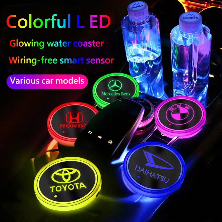 Colorful LED coaster usb light luminous coaster Kap Lampu Hias atmosphere light non-slip cushion colorful lights coaster Lampu Mobil