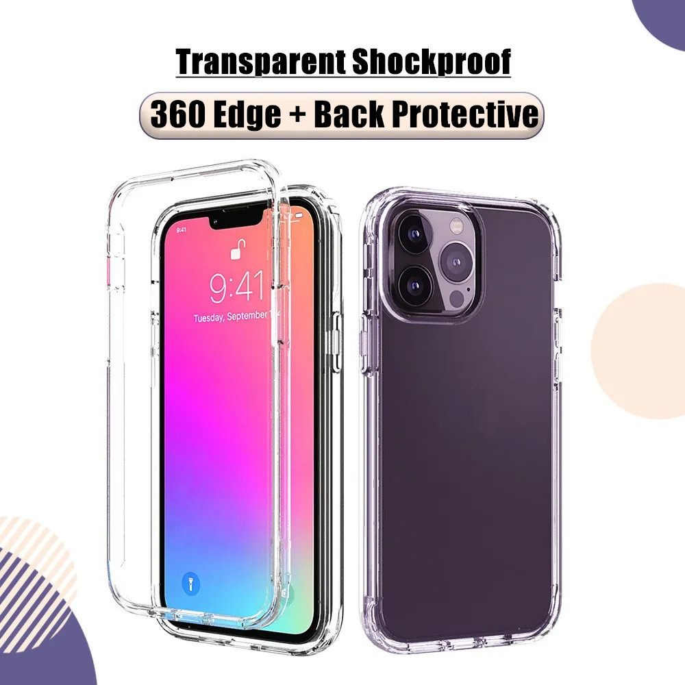 IPHONE Casing Bening Tahan Jatuh Menebal Untuk Iphone14 13 Pro Max12 Mini 11 Pro XS MAX XR X6 6s 7 8 Plus SE 2020 iPhone13 13Pro 12Pro iPhone12 360 Transparan Shockproof Cover