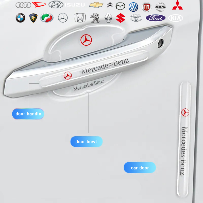 4/8pcs Stiker Pelindung Mangkok Pintu Perekat Transparan Tebal Mobil, Gagang Pintu Stiker anti Gores, Pegangan universal, Pinggiran Pintu Mobil Produk Hias strip anti-Tabrakan