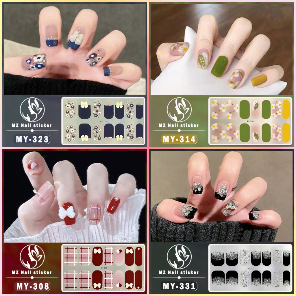 3d Vision Finger Nail Sticker Gaya Pesta Nail Art Berlian Mutiara Permata Warna-Warni Laser Gradasi DIY Manicure MY306-MY331