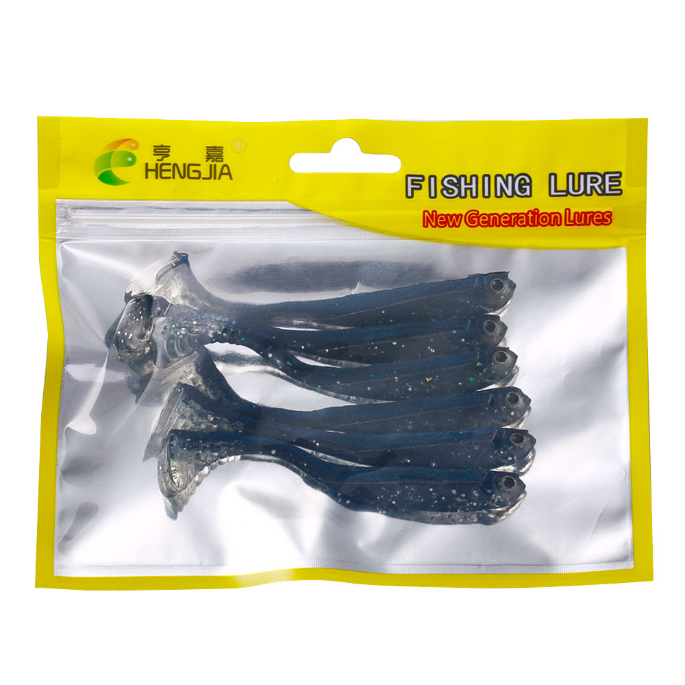 Hengjia 10Pcs /Pack Umpan Plastik Lembut 8cm3.5g /11cm4.8g Double COlor Soft Bait Swimbait T-Tail Soft Lure 10warna Bahan Silikon Lembut Buatan Umpan Pancing Cacing Umpan