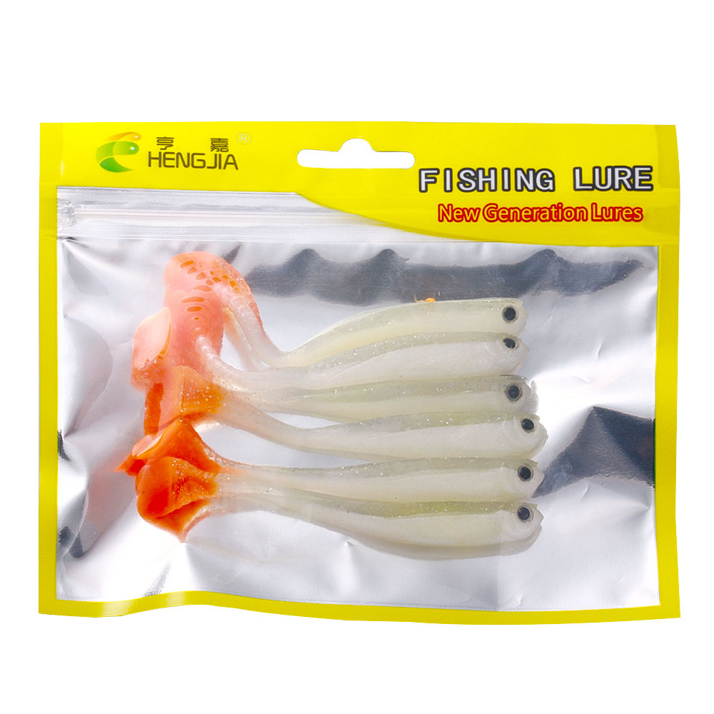 Hengjia 10Pcs /Pack Umpan Plastik Lembut 8cm3.5g /11cm4.8g Double COlor Soft Bait Swimbait T-Tail Soft Lure 10warna Bahan Silikon Lembut Buatan Umpan Pancing Cacing Umpan