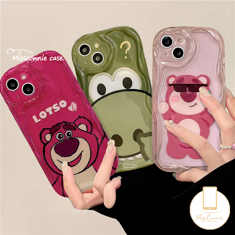 IPHONE Kartun Casing Ponsel Dinosaurus Kecil Yang Lucu Kompatibel Untuk Iphone11 12 13 14 Pro Max XR X 7 8 6s 6 Plus XS Max SE 2020 3D Wavy Curved Edge Glossy Shockproof Tpu Soft Cover