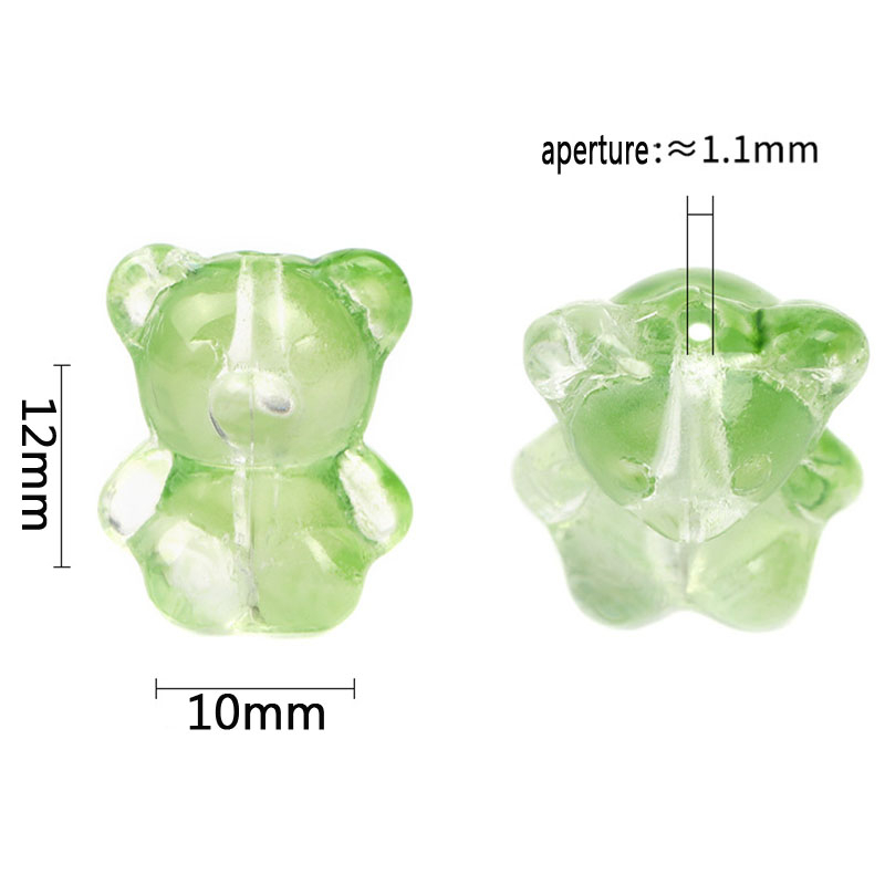 20buah/pak Manik-Manik Beruang Kaca Tiga Dimensi Beruang Kecil Lubang Vertikal Manik-Manik Longgar DIY Manik-Manik Buatan Sendiri Gelang Kalung Aksesoris