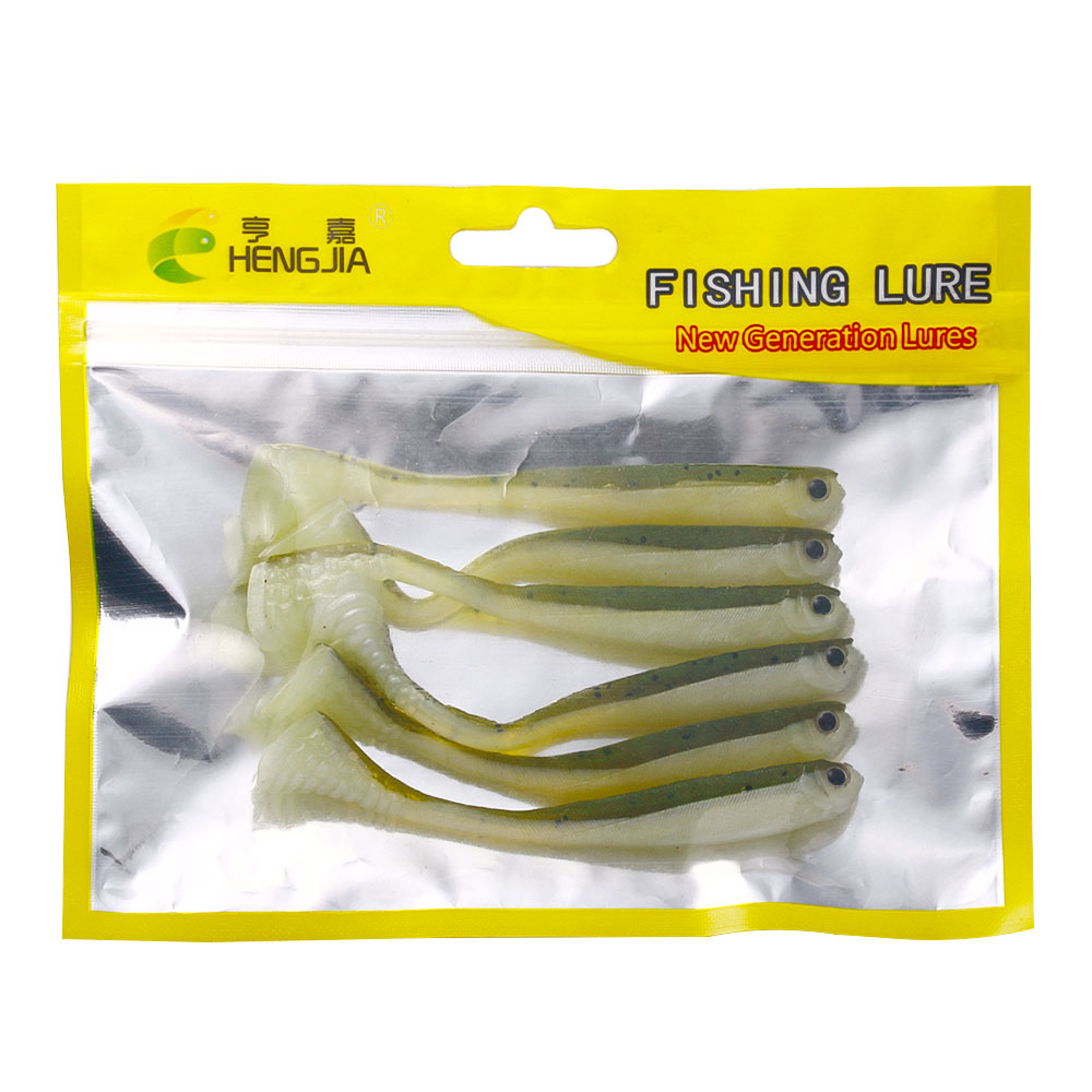 Hengjia 10Pcs /Pack Umpan Plastik Lembut 8cm3.5g /11cm4.8g Double COlor Soft Bait Swimbait T-Tail Soft Lure 10warna Bahan Silikon Lembut Buatan Umpan Pancing Cacing Umpan