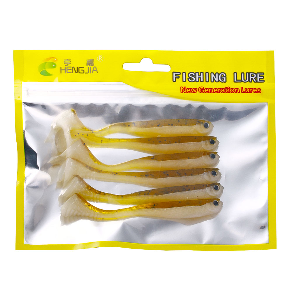 Hengjia 10Pcs /Pack Umpan Plastik Lembut 8cm3.5g /11cm4.8g Double COlor Soft Bait Swimbait T-Tail Soft Lure 10warna Bahan Silikon Lembut Buatan Umpan Pancing Cacing Umpan