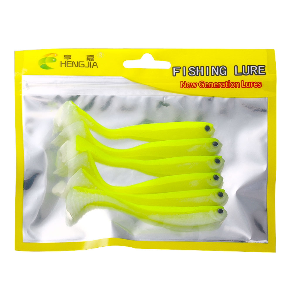 Hengjia 10Pcs /Pack Umpan Plastik Lembut 8cm3.5g /11cm4.8g Double COlor Soft Bait Swimbait T-Tail Soft Lure 10warna Bahan Silikon Lembut Buatan Umpan Pancing Cacing Umpan