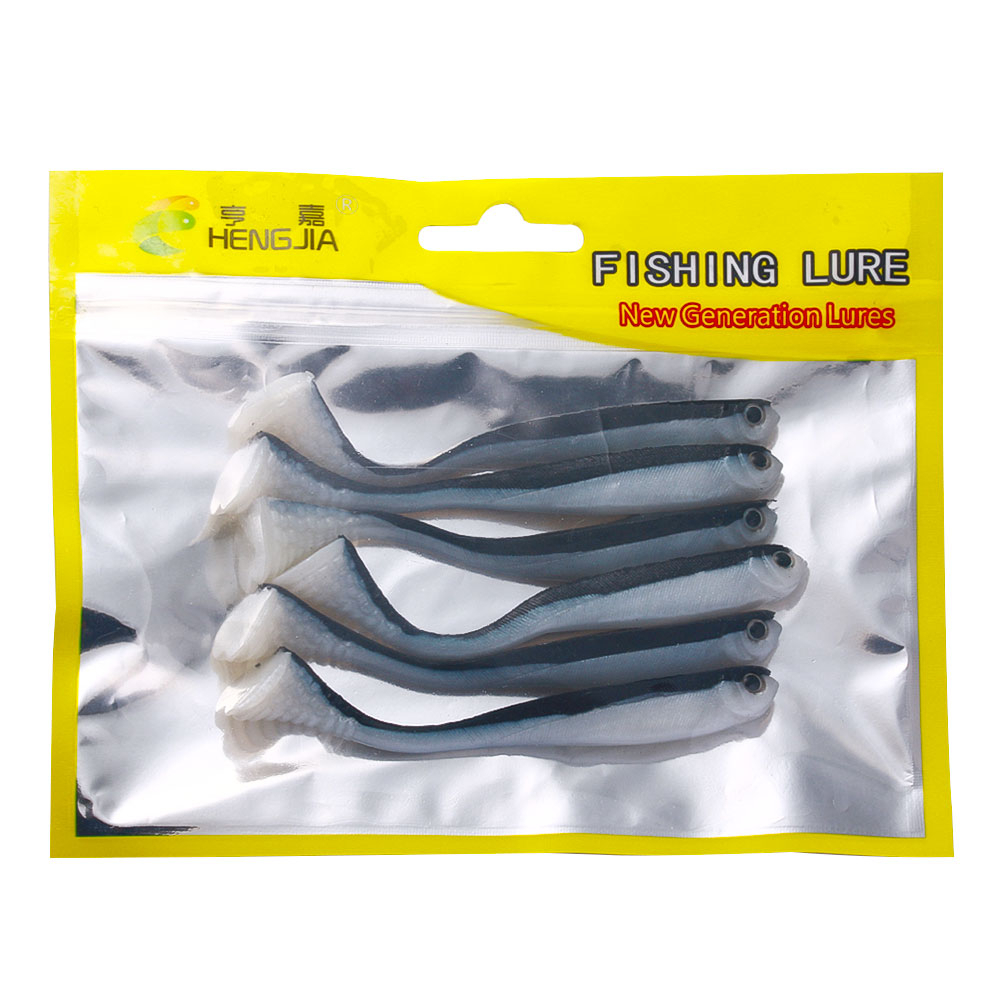 Hengjia 10Pcs /Pack Umpan Plastik Lembut 8cm3.5g /11cm4.8g Double COlor Soft Bait Swimbait T-Tail Soft Lure 10warna Bahan Silikon Lembut Buatan Umpan Pancing Cacing Umpan