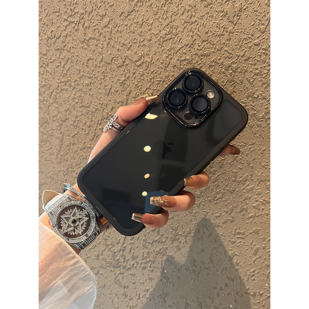 IPHONE Case + Lens Guard Premium Ponsel Permen Lembut Mewah Untuk Iphone14 13 12 11 Pro Max Plus Penutup Perlindungan Lensa Bumper Silikon Transparan Shockproof