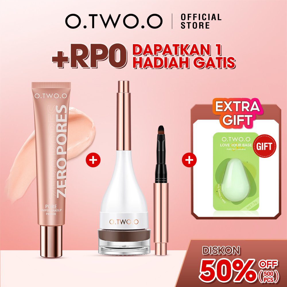 O.TWO.O 2 pcs/set Face Makeup Primer Invisible Pore &amp; Waterproof Eyebrow Cream &amp; Powder Gel