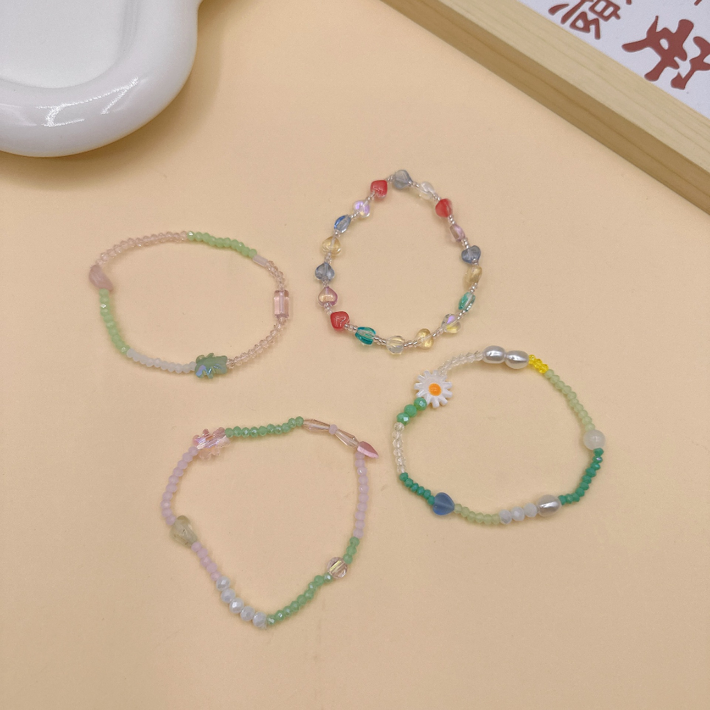 Korea Ins Musim Panas Daisy Kecil Gelang Wanita Bohemian Handmade Manik-Manik Beruang Gelang