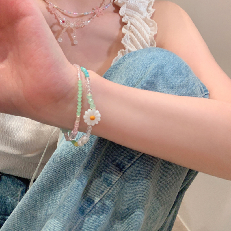 Korea Ins Musim Panas Daisy Kecil Gelang Wanita Bohemian Handmade Manik-Manik Beruang Gelang