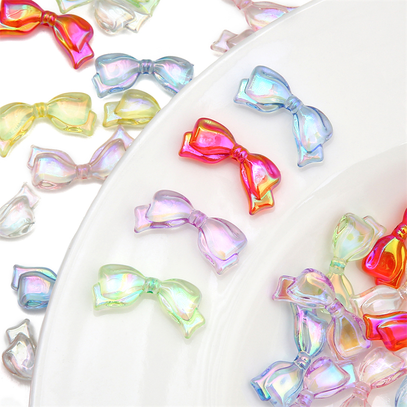 13*29mm Acrylic Bow Charm Beads Multicolor Transparan Tie Beads Untuk Aksesoris Membuat Kerajinan Perhiasan Handmade DIY