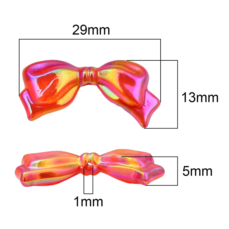 13*29mm Acrylic Bow Charm Beads Multicolor Transparan Tie Beads Untuk Aksesoris Membuat Kerajinan Perhiasan Handmade DIY