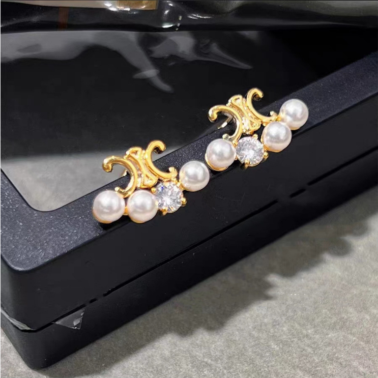 Anting Triumphal Arch Pearl Zircon Jarum Perak925