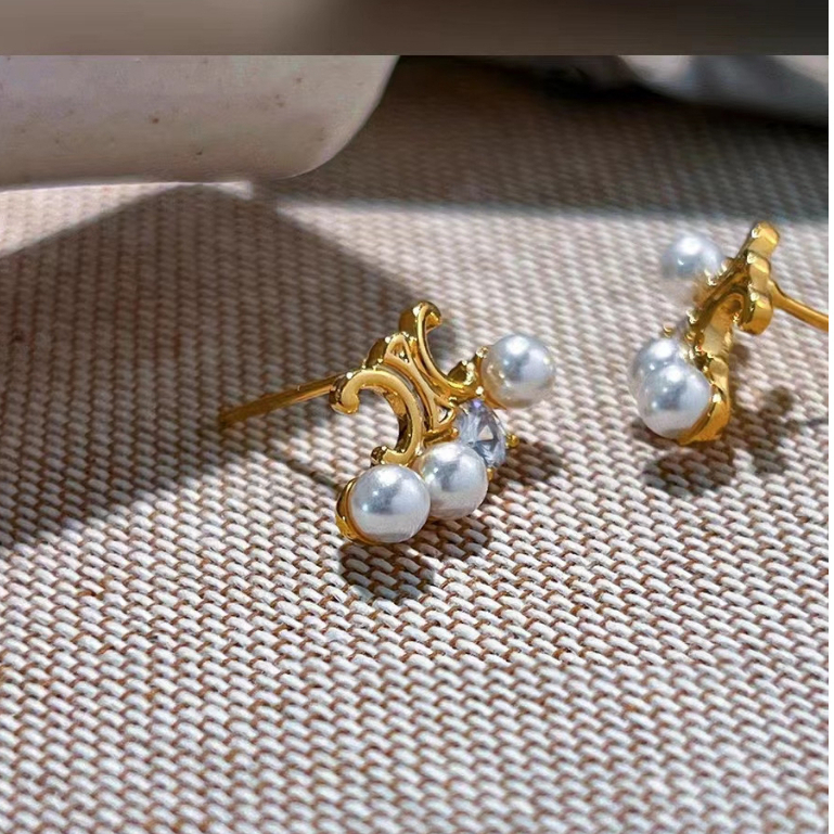 Anting Triumphal Arch Pearl Zircon Jarum Perak925