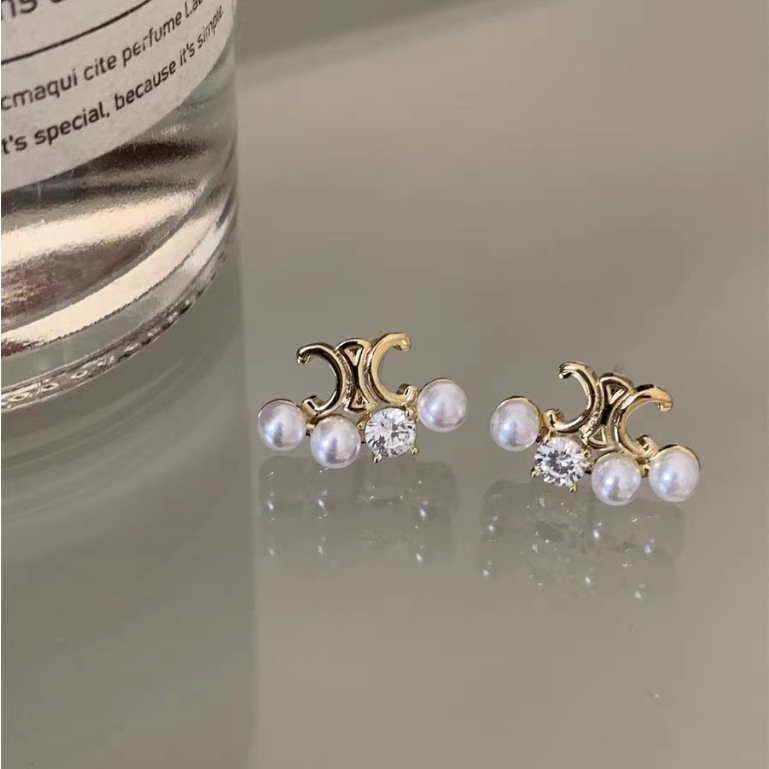 Anting Triumphal Arch Pearl Zircon Jarum Perak925