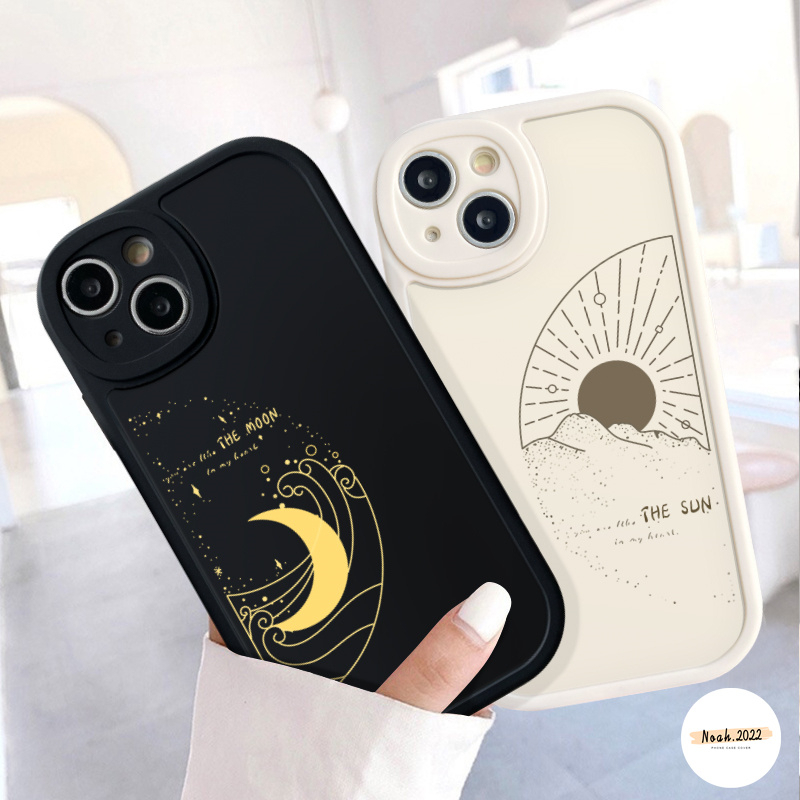 Couple Case Untuk Samsung A14 A03s A04 A23 A13 A12 A32 A04s A03 A52 A53 A50 A04E A22 A50s A71 A21s A73 A52s A51 A33 A30s A11 A20s A72 A31 A10s A20 A02s Bulan Matahari Soft Case Warna Solid