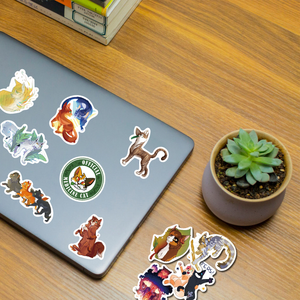 [in Stock]50pcs Warriors Cats Kartun Anime Stiker Laptop Komputer Cangkir Air Ponsel Dekorasi Tahan Air Decal stickers