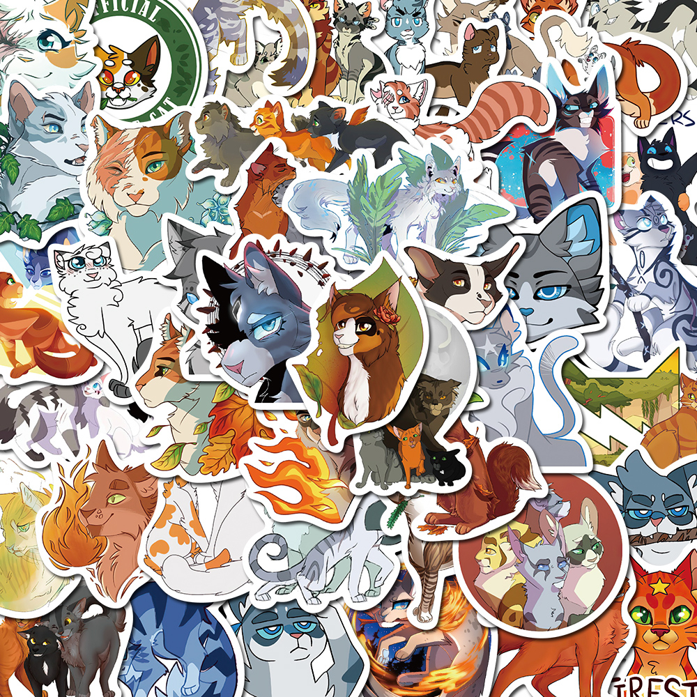 [in Stock]50pcs Warriors Cats Kartun Anime Stiker Laptop Komputer Cangkir Air Ponsel Dekorasi Tahan Air Decal stickers