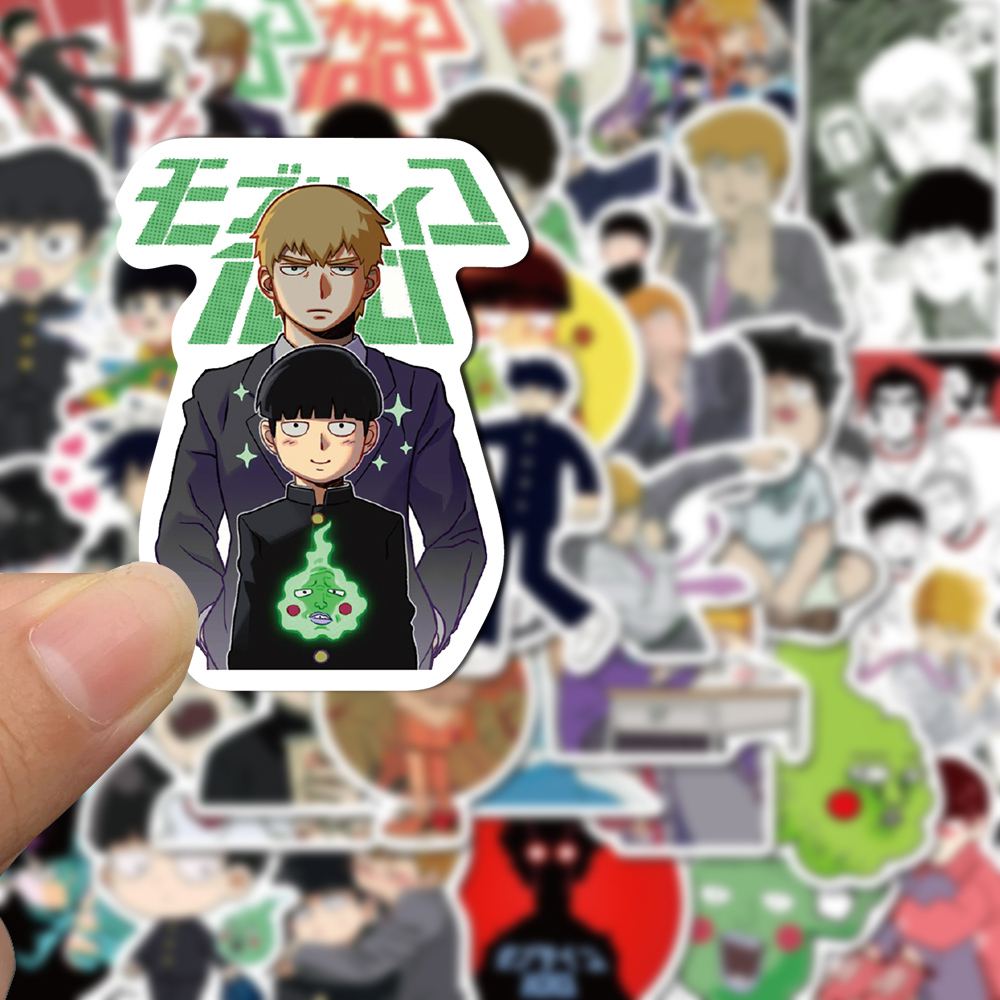 [in Stock] 50pcs Mob Psycho 100pcs Kartun anime Stiker Buku Besar laptop Cangkir Air Dekorasi Tahan Air Stiker