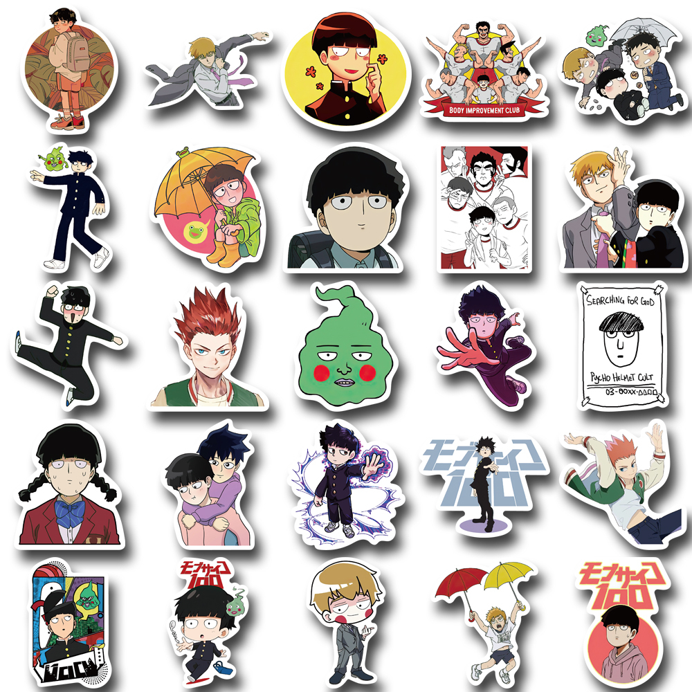 [in Stock] 50pcs Mob Psycho 100pcs Kartun anime Stiker Buku Besar laptop Cangkir Air Dekorasi Tahan Air Stiker