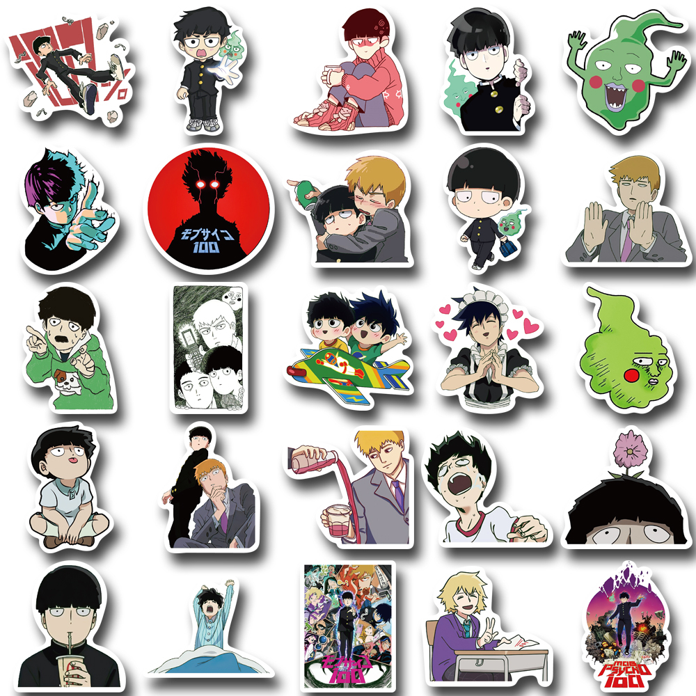 [in Stock] 50pcs Mob Psycho 100pcs Kartun anime Stiker Buku Besar laptop Cangkir Air Dekorasi Tahan Air Stiker