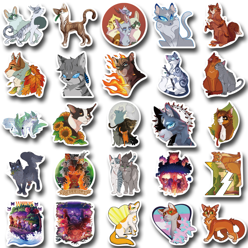 [in Stock]50pcs Warriors Cats Kartun Anime Stiker Laptop Komputer Cangkir Air Ponsel Dekorasi Tahan Air Decal stickers