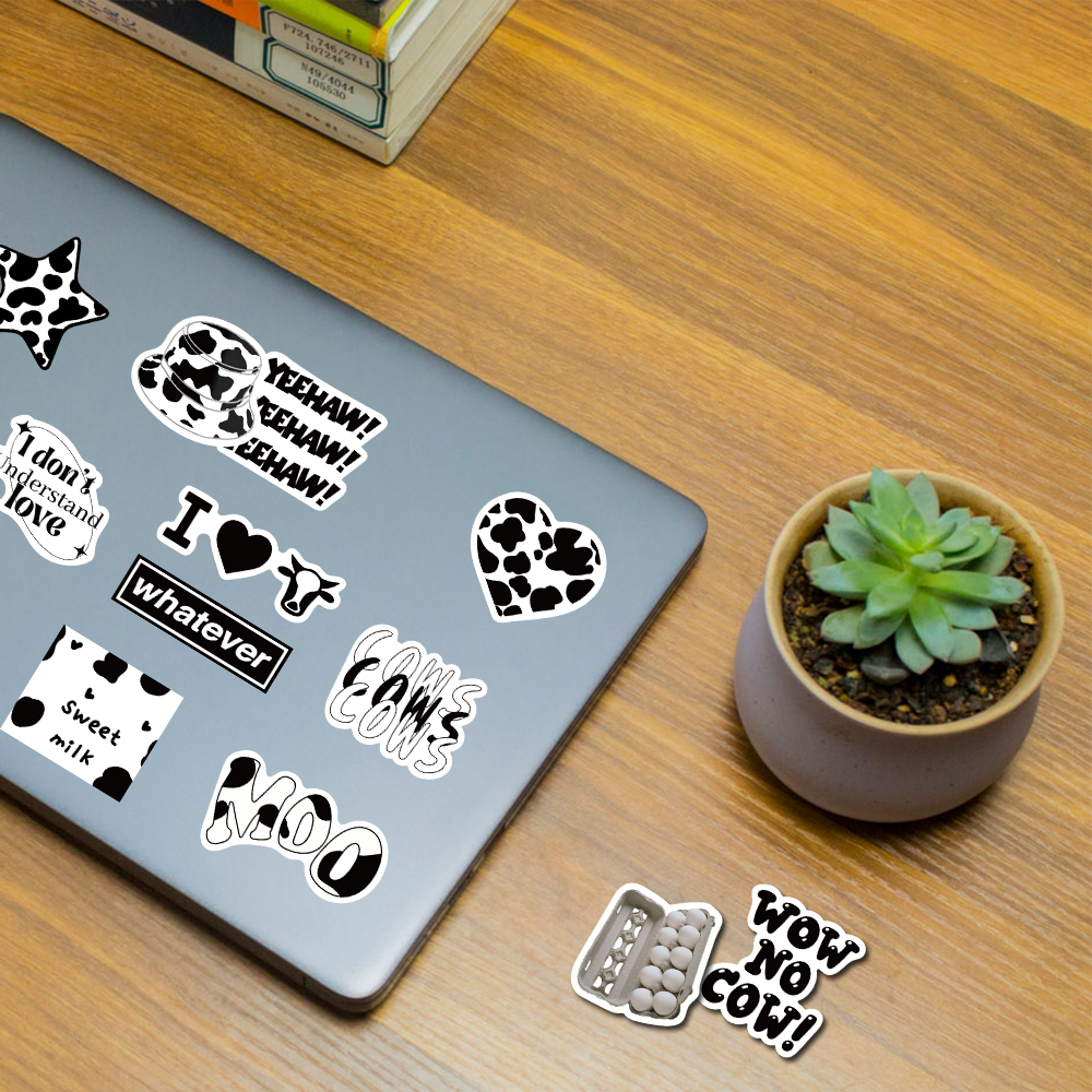 [in Stock]65pcs Stiker Seri Sapi Hitam Dan Putih Dengan Stiker Buku Besar Tangan Kreatif Dan Pribadi Laptop Ponsel Cangkir Air Stiker Tahan Air