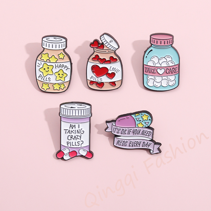 Cute Love Star Pills Enamel Pin Lucu Its Ok Untuk Ambil Meds Bros Kerah Lencana Perawatan Kesehatan Mental Perhiasan Hadiah Untuk Teman Anak