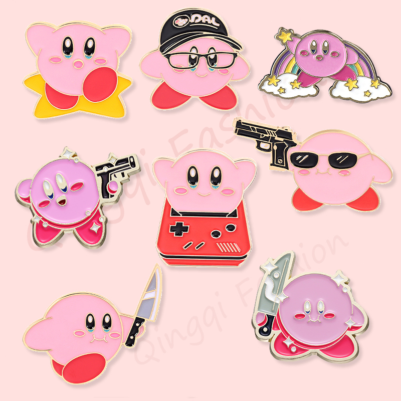 Permainan Anime Kirby Bros Enamel Logam Pin Ransel Pakaian Lapel Lencana Kartun Perhiasan Hadiah Untuk Teman Penggemar