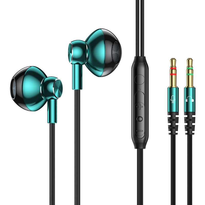 2.5 /1.5M Dual Plug Komputer Kartu Suara Earphone 9D HiFi Suara Bass PC Earbud 3.5mm Audio In Ear Headset Dengan Mic