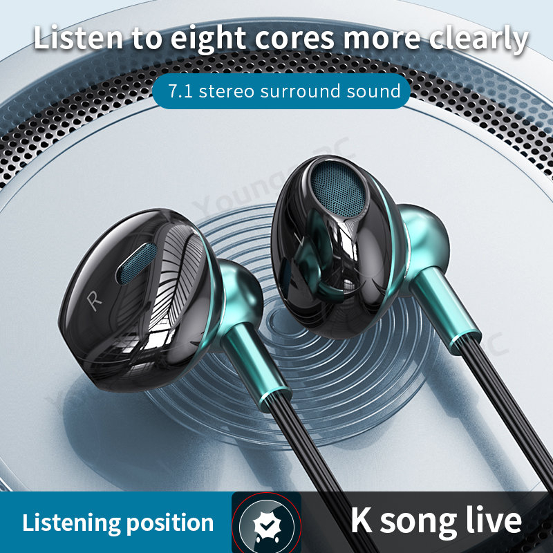 Earphone Kabel Metal 9D HiFi Suara Bass In Earbuds 3.5mm Tipe C Audio In Ear Headset Dengan Mic Untuk Karaoke Game