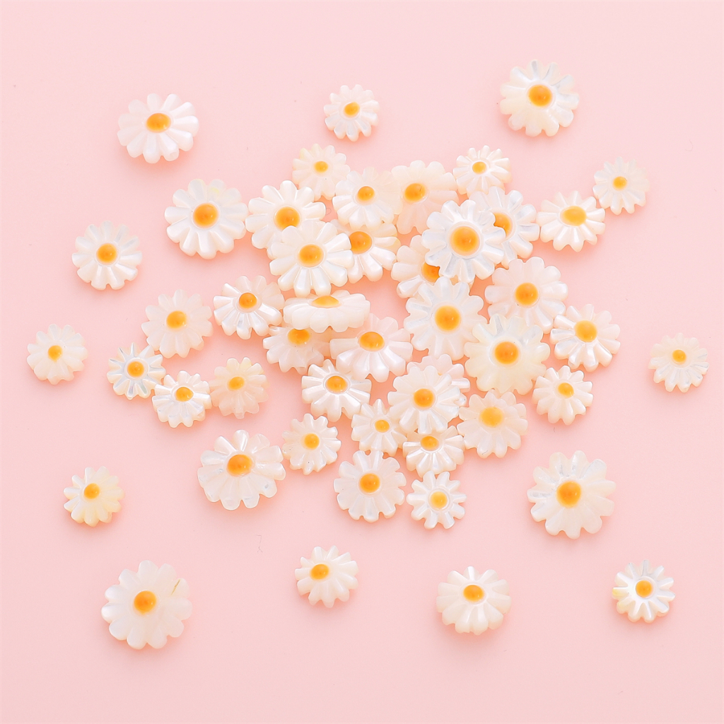 Daisy Kecil Alami Liontin diy Gelang Kalung Spacer Bunga Liontin Kalung Wanita Bohemian Daisy Kecil Mutiara Manik Aksesoris Buatan Tangan Perhiasan Bahan