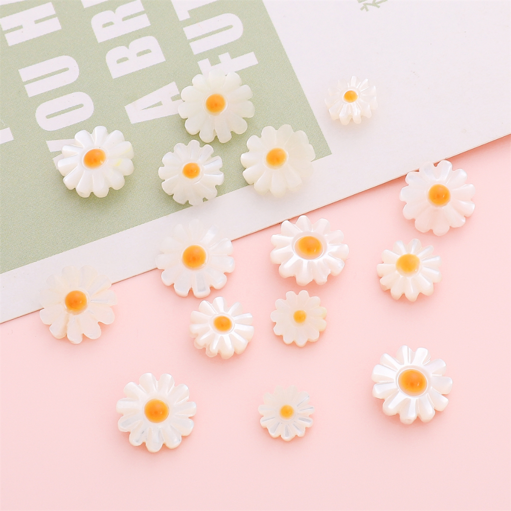 Daisy Kecil Alami Liontin diy Gelang Kalung Spacer Bunga Liontin Kalung Wanita Bohemian Daisy Kecil Mutiara Manik Aksesoris Buatan Tangan Perhiasan Bahan